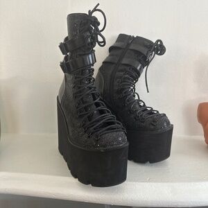 Dolls Kill Club Exx Midnight Rhinestone Traitor Boots